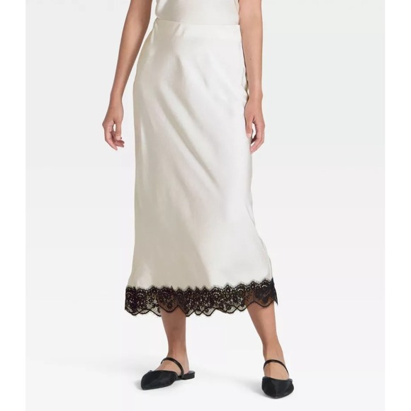 a new day Dresses & Skirts - Women's A New Day Lace Trim Midi Skirt, Medium